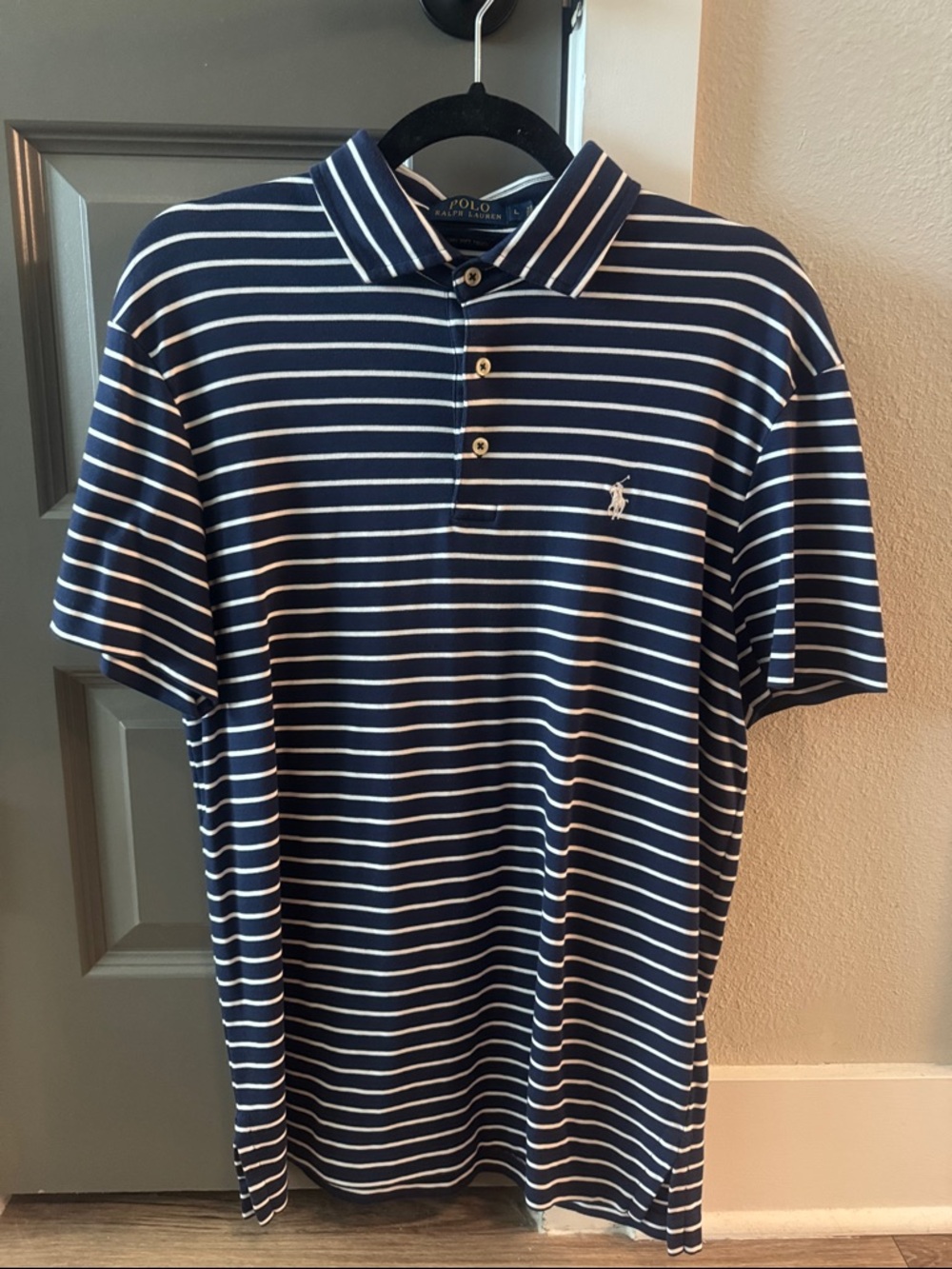 Polo by Ralph Lauren Navy and White Striped Short-Sleeve Polo